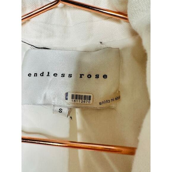 ENDLESS ROSE White Linen Blend Front Button Oversized Vest Blazer Size Small - Picture 6 of 8